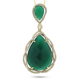 0.51ct Diamond & 14.53ct Green Agate 14k Yellow Gold Pendant