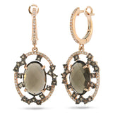 0.27ct Diamond & 6.38ct Smokey Topaz 14k Rose Gold Earring