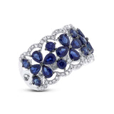 0.36ct Diamond & 3.46ct Blue Sapphire 14k White Gold Ring