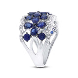 0.36ct Diamond & 3.46ct Blue Sapphire 14k White Gold Ring