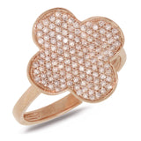 0.43ct 14k Rose Gold Diamond Pave Clover Ring