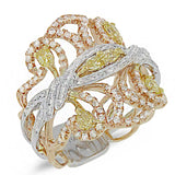 1.04ct 18k Three-tone Gold White & Fancy Color Diamond Ring