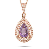 0.38ct Diamond & 1.16ct Amethyst 14k Rose Gold Pendant