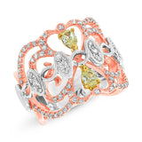 0.88ct 18k Three-tone Gold White & Fancy Color Diamond Ring