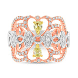 0.88ct 18k Three-tone Gold White & Fancy Color Diamond Ring