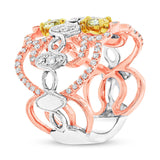 0.88ct 18k Three-tone Gold White & Fancy Color Diamond Ring