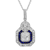 0.48ct Diamond & 0.16ct Blue Sapphire 14k White Gold Pendant