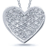 0.18ct 14k White Gold Diamond Pave Heart Necklace
