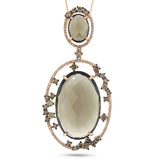 1.48ct White & Champagne Diamond & 25.35ct Smokey Topaz 14k Rose Gold Pendant