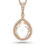 0.17ct Diamond & 5.70ct White Topaz 14k Rose Gold Pendant