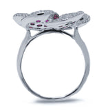 0.75ct Diamond & 1.78ct Ruby 14k White Gold Flower Ring