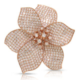 5.70ct 14k Rose Gold Diamond Pave Flower Ring