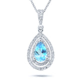 0.38ct Diamond & 1.56ct Blue Topaz 14k White Gold Pendant