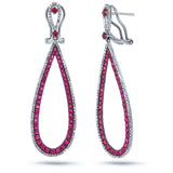0.66ct Diamond & 2.39ct Ruby 14k White Gold Earring