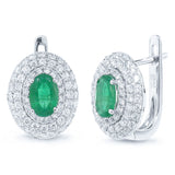 0.70ct Diamond & 0.73ct Emerald 14k White Gold Earring