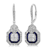 0.72ct Diamond & 0.22ct Blue Sapphire 14k White Gold Earring