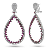 1.46ct Diamond & 3.40ct Ruby 14k White Gold Earring