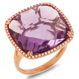 0.25ct Diamond & 16.58ct Amethyst 14k Rose Gold Ring