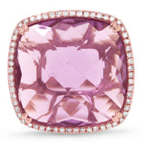 0.25ct Diamond & 16.58ct Amethyst 14k Rose Gold Ring
