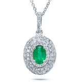 0.38ct Diamond & 0.38ct Emerald 14k White Gold Pendant