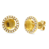 0.21ct Diamond & 1.57ct Citrine 14k Yellow Gold Earring