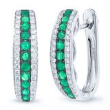 0.30ct Diamond & 0.38ct Emerald 14k White Gold Earring