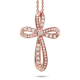 0.23ct 14k Rose Gold Diamond Cross Necklace