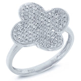 0.43ct 14k White Gold Diamond Pave Clover Ring