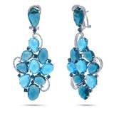 0.49ct Diamond & 48.63ct Blue & London Blue Topaz & Blue Sapphire 14k White Gold Earring