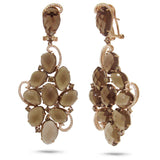 1.27ct White & Champagne Diamond & 39.77ct Smokey Topaz 14k Rose Gold Earring