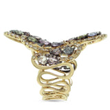 1.31ct Fancy Color Diamond & 4.09ct Sapphire 18k Yellow Gold Ring