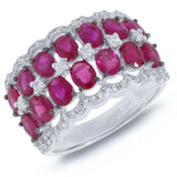 0.40ct Diamond & 3.02ct Ruby 14k White Gold Ring