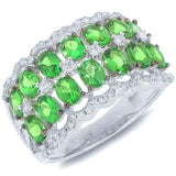 0.40ct Diamond & 2.51ct Green Garnet 14k White Gold Ring