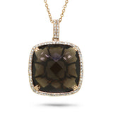 0.30ct Diamond & 17.11ct Smokey Topaz 14k Rose Gold Pendant