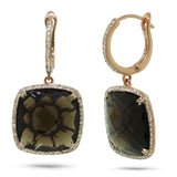 0.52ct Diamond & 21.27ct Smokey Topaz 14k Rose Gold Earring