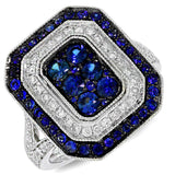 0.41ct Diamond & 1.08ct Blue Sapphire 14k White Gold Ring
