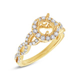 0.60ct 14k Yellow Gold Diamond Semi-mount Ring for 1.00ct Center