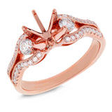 0.49ct 14k Rose Gold Diamond Semi-mount Ring for 1.00ct Center