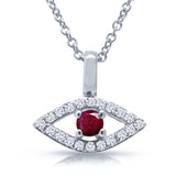 0.09ct Diamond & 0.09ct Ruby 14k White Gold Eye Necklace