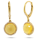 0.21ct Diamond & 4.75ct Citrine 14k Yellow Gold Earring