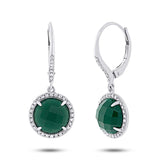 0.21ct Diamond & 3.86ct Green Agate 14k White Gold Earring
