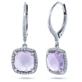0.21ct Diamond & 4.00ct Amethyst 14k White Gold Earring