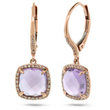 0.21ct Diamond & 4.00ct Amethyst 14k Rose Gold Earring