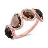 0.27ct Diamond & 3.43ct Smokey Topaz 14k Rose Gold Ring