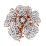 4.05ct 18k Rose Gold Diamond Flower Ring