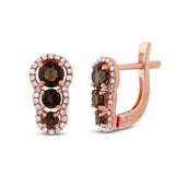 0.18ct Diamond & 0.84ct Smokey Topaz 14k Rose Gold Earring