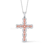 0.50ct 14k Two-tone Rose Gold Diamond Cross Necklace