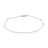 0.13ct 14k White Gold 9" Diamonds By The Yard Anklet