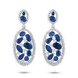 1.12ct Diamond & 5.30ct Blue Sapphire 14k White Gold Earring