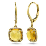 0.21ct Diamond & 4.01ct Citrine 14k Yellow Gold Earring